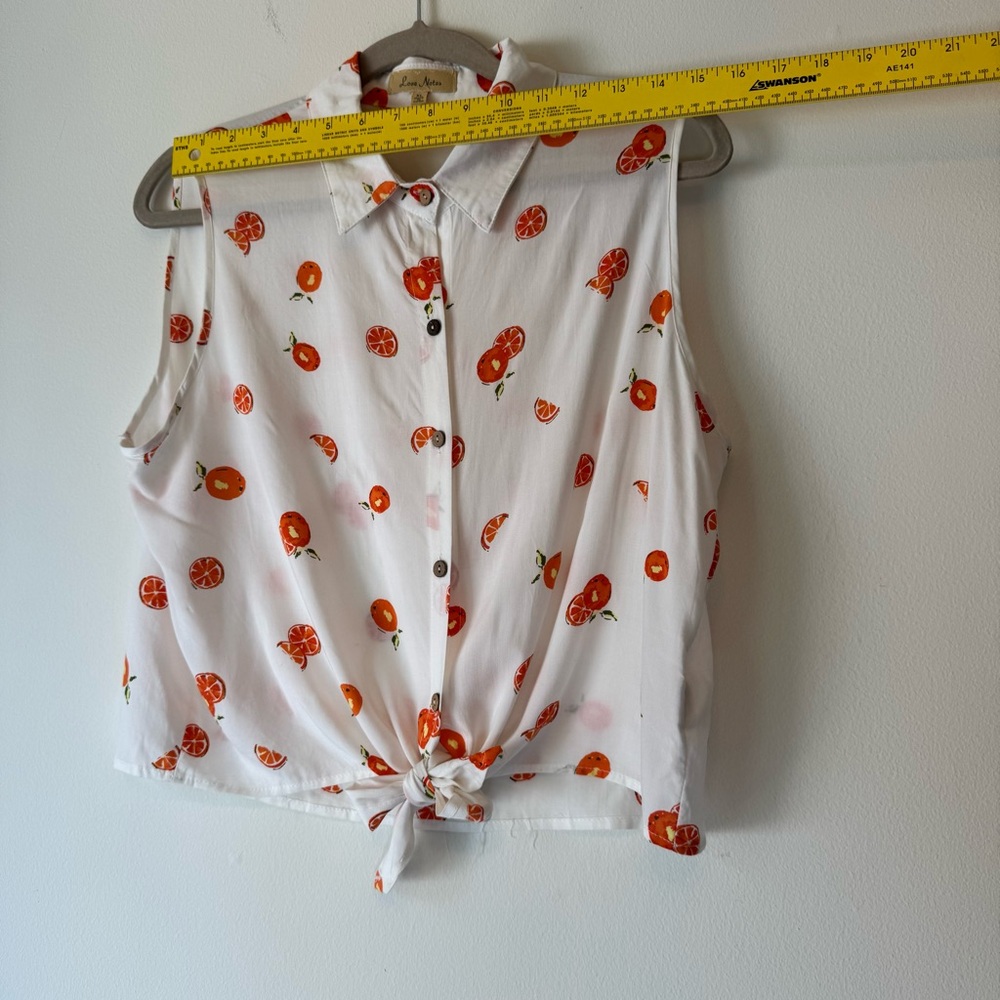 Love Notes Citrus Button-Up BlouseWhite and Orange Feminine Summer Beach 0014 - Picture 11 of 14